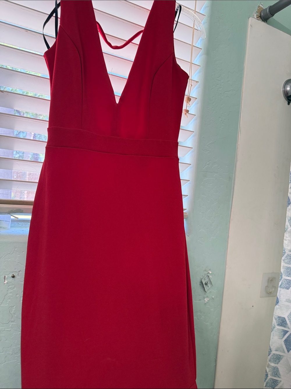 Red V-Neck Women's Dress